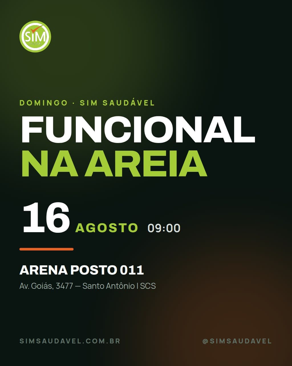 Flyer do Funcional na Areia de 16 de agosto, Arena Posto 011