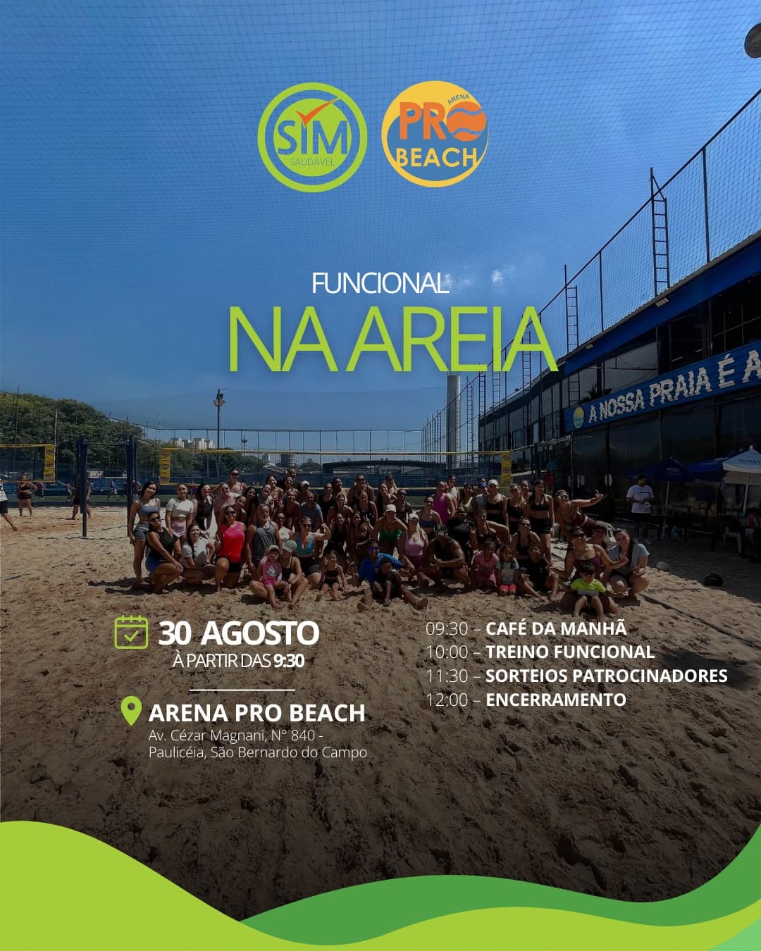 Arte do evento Funcional na Areia